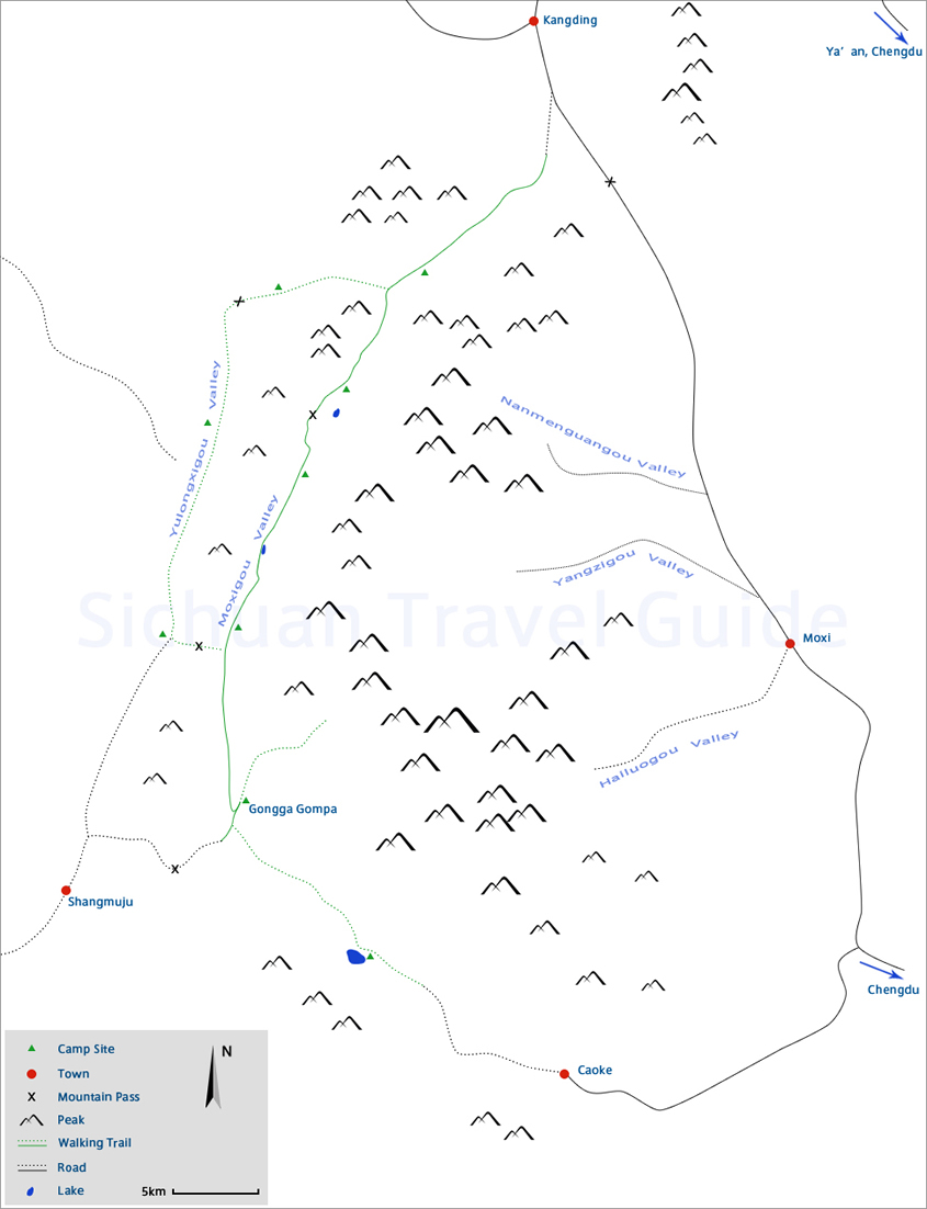 Mount Gongga Hiking Map