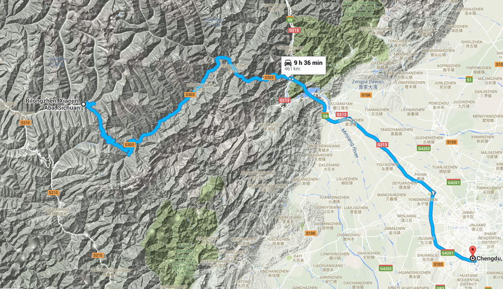 Mount Siguniang Hiking Transfer Map