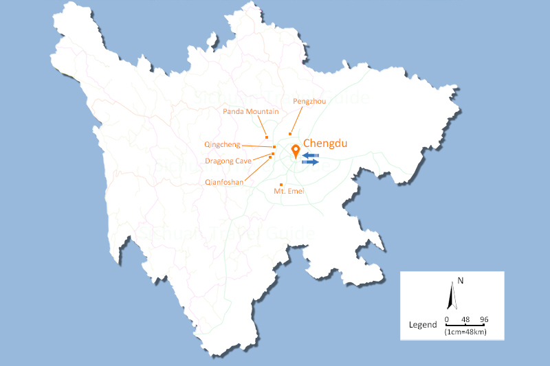 Chengdu Sichuan Day Hike Map