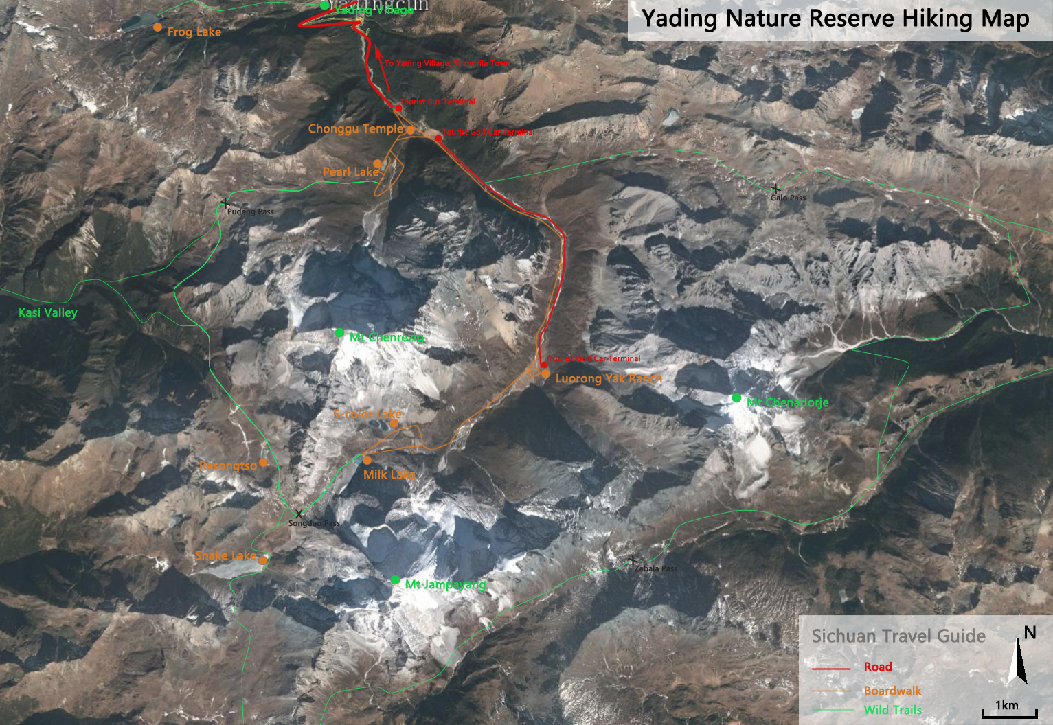 Daocheng Yading Hiking Map