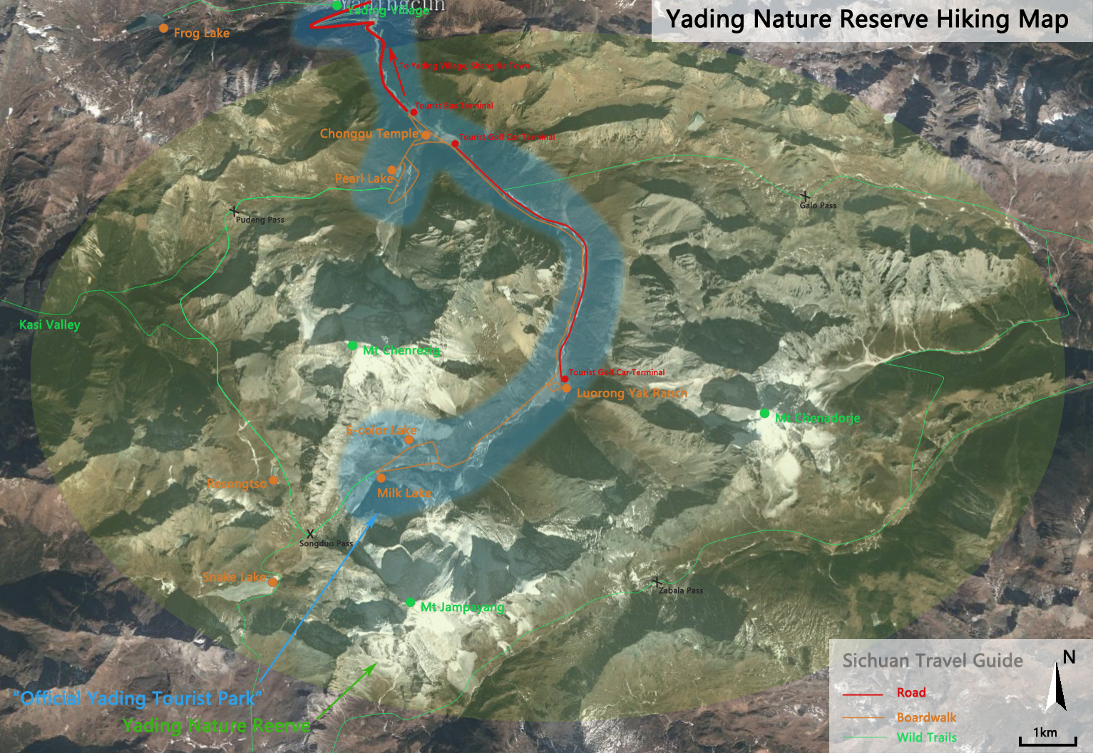 Daocheng Yading Offical Park Map