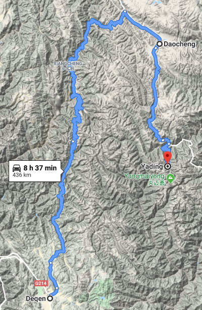 Daocheng Yading Transfer Map