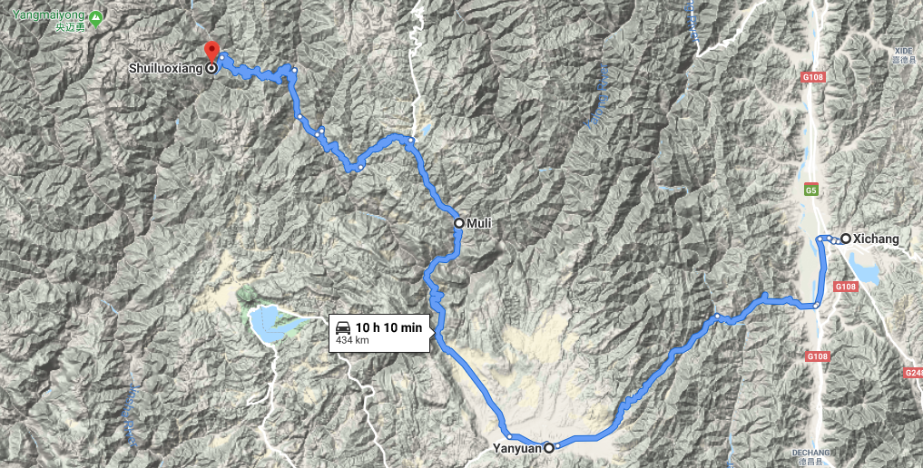 Daocheng Yading Transfer Map