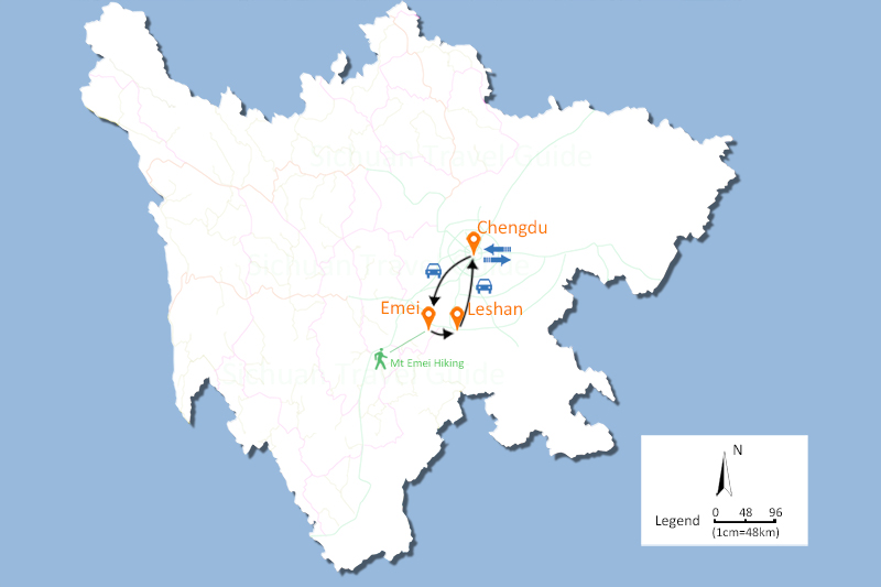 Mount Emei Transfer Map