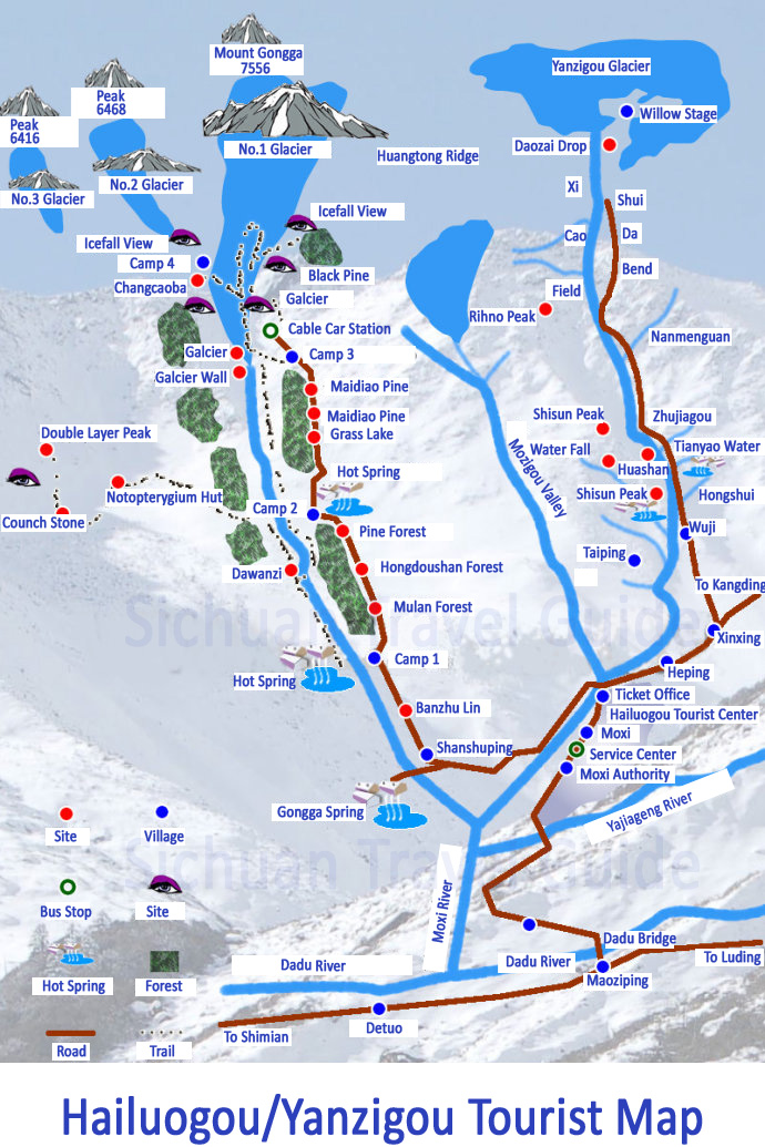 Hailuogou Yanzigou Map