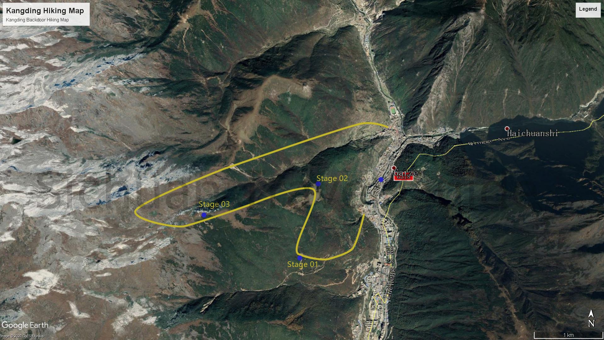 Kangding Backdoor Hiking Map