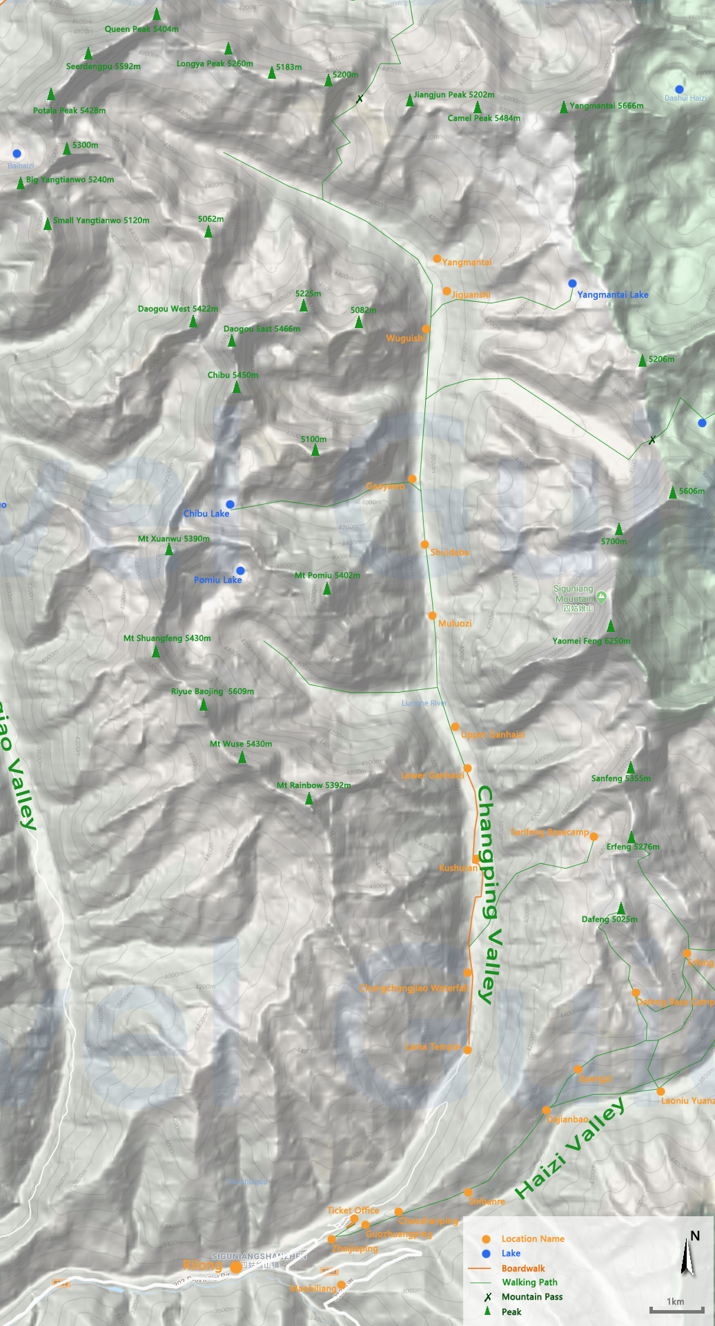 Mount Siguniang Changping Valley Map