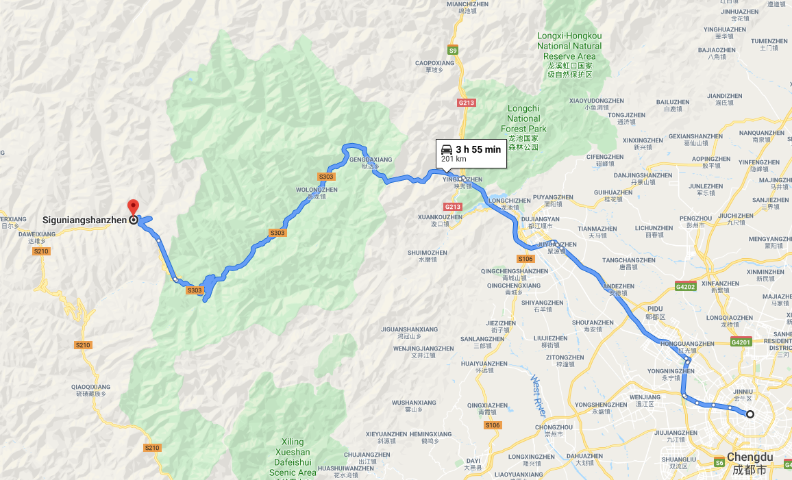 Mount Siguniang Transfer Map