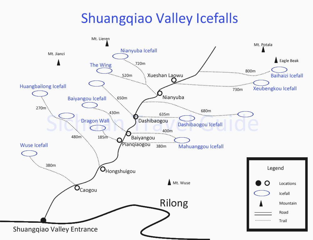 Mt. Siguniang - Icefalls Map