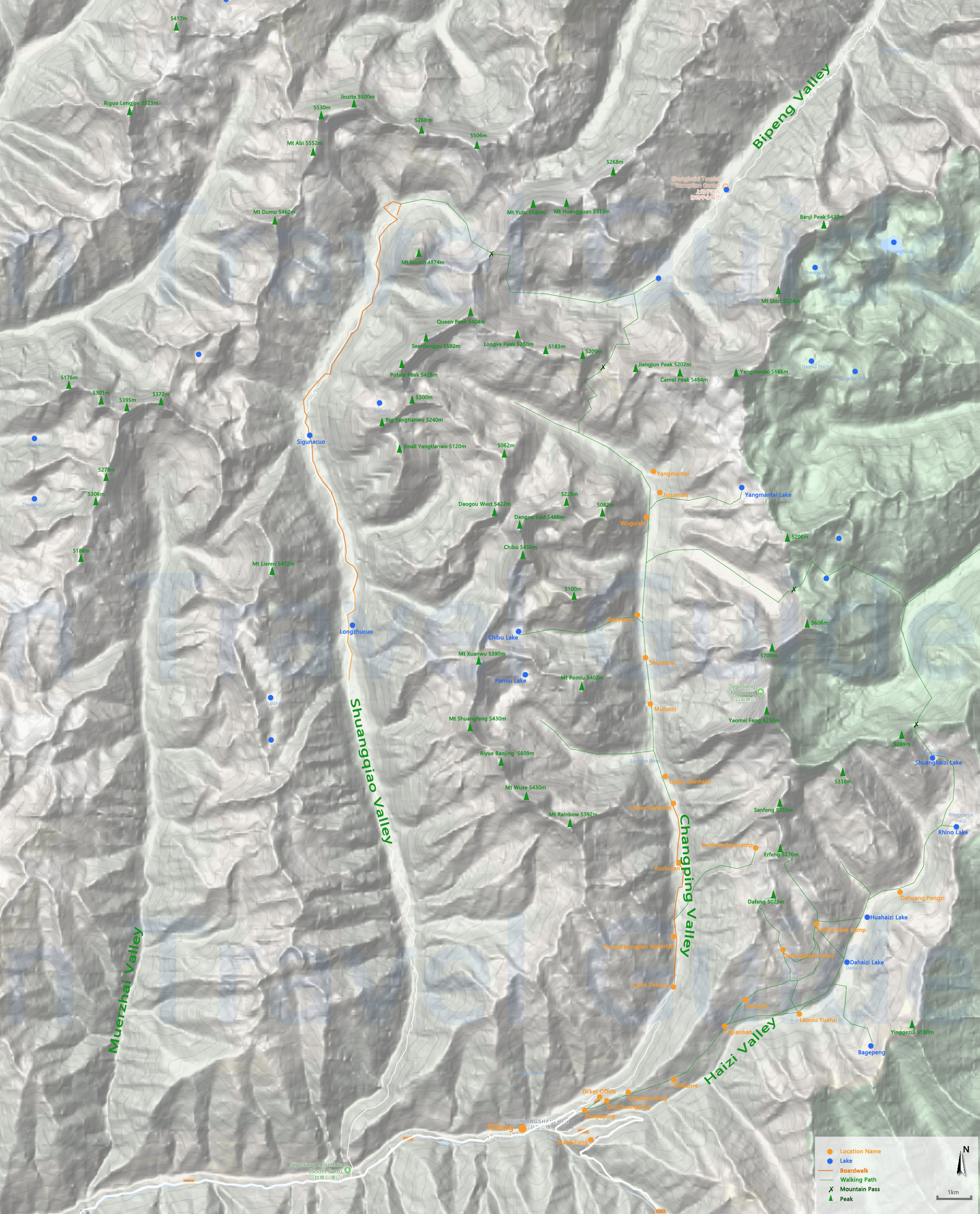 Mt. Siguniang Mountain/Peak Map