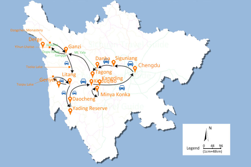 Wild Sichuan Big Circle Transfer Map