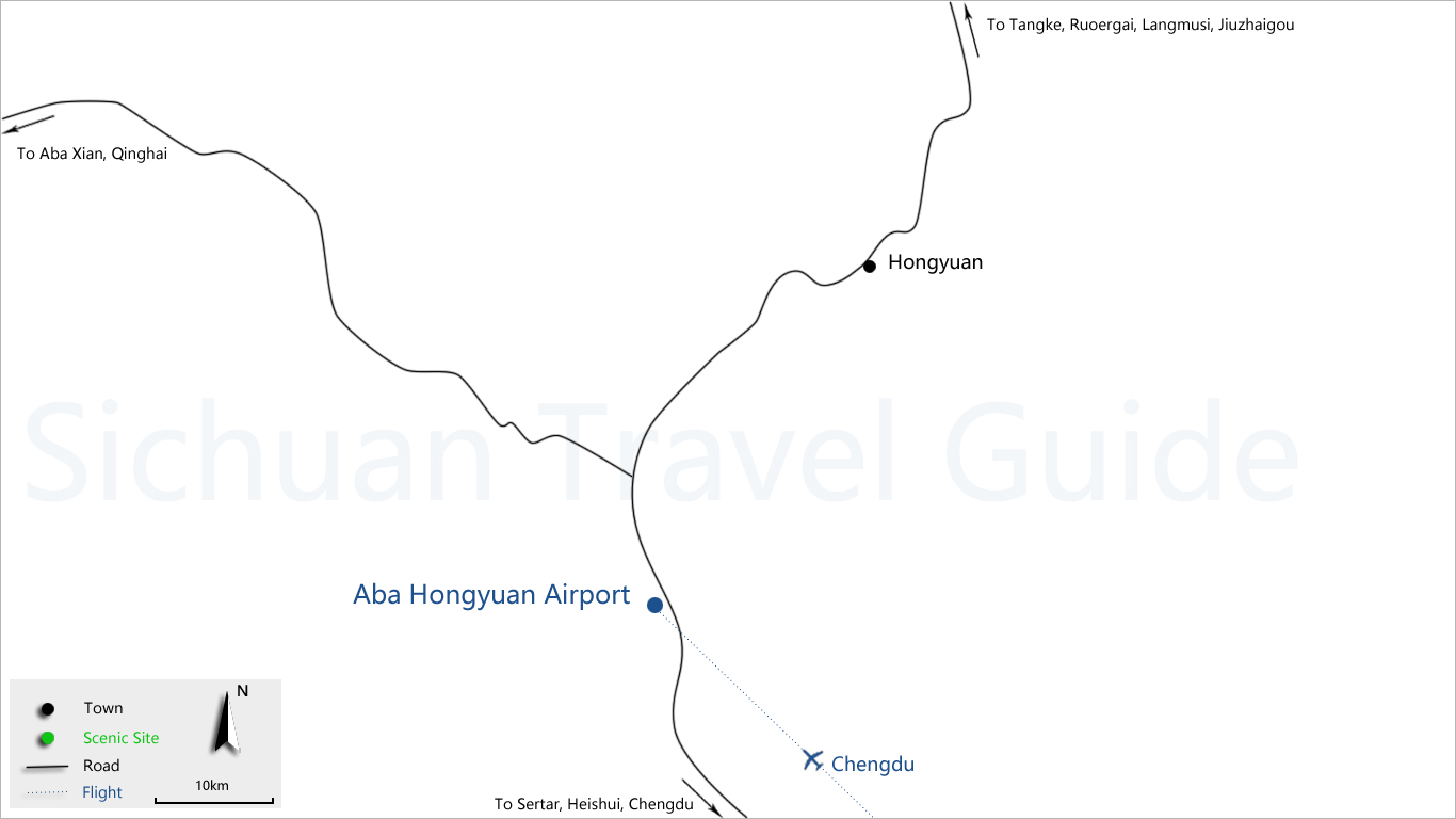 Hongyuan Airport Transfer Map