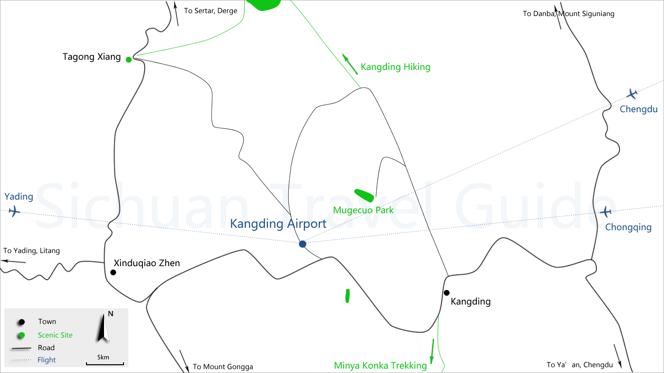 Kangding Airport Transfer Map