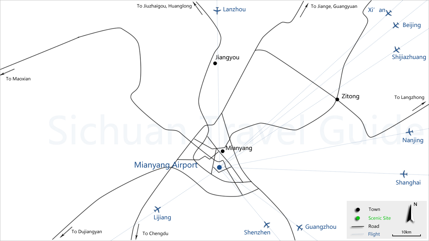 Mianyang Airport Transfer Map