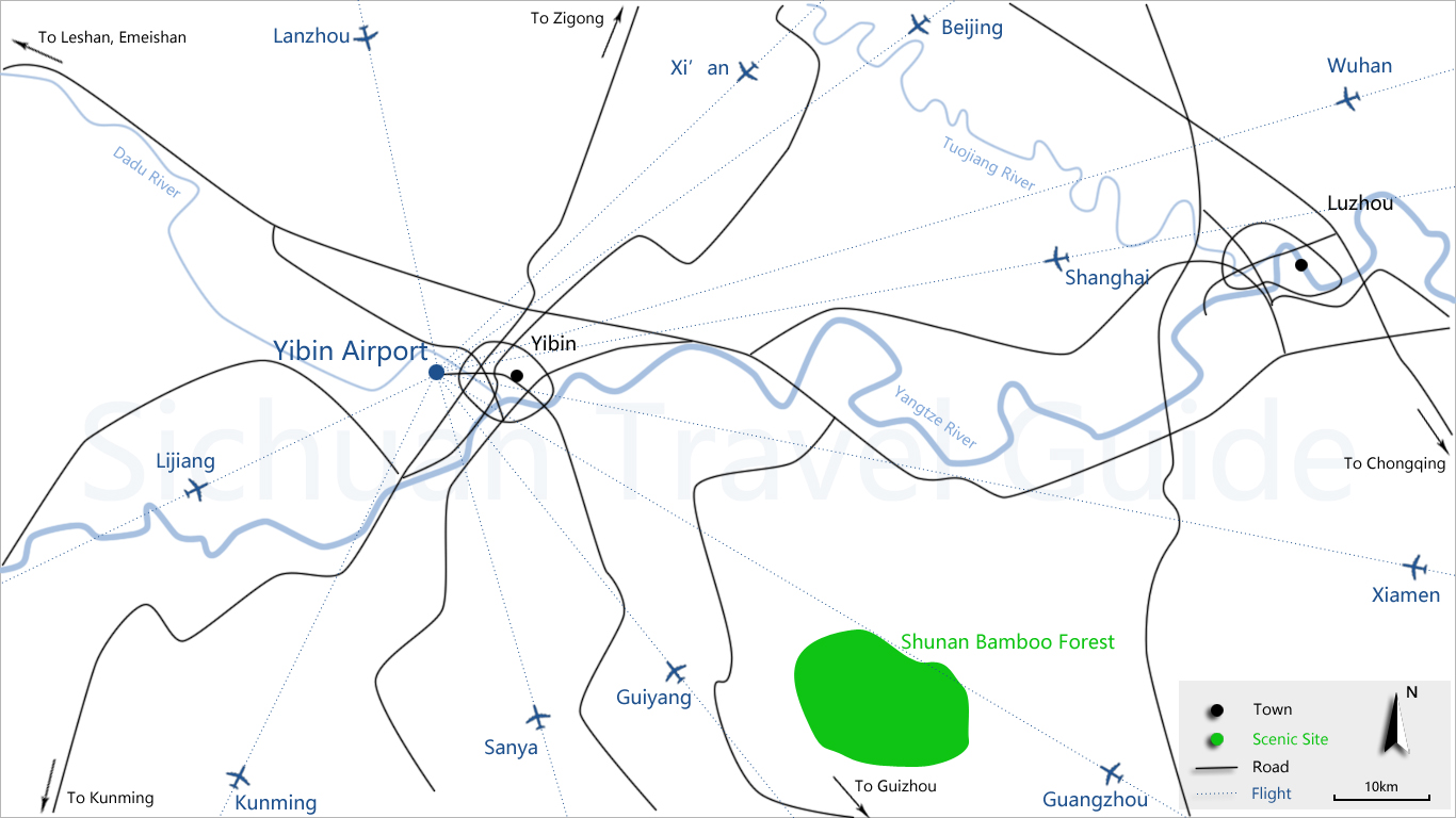 Yibin Airport Transfer Map